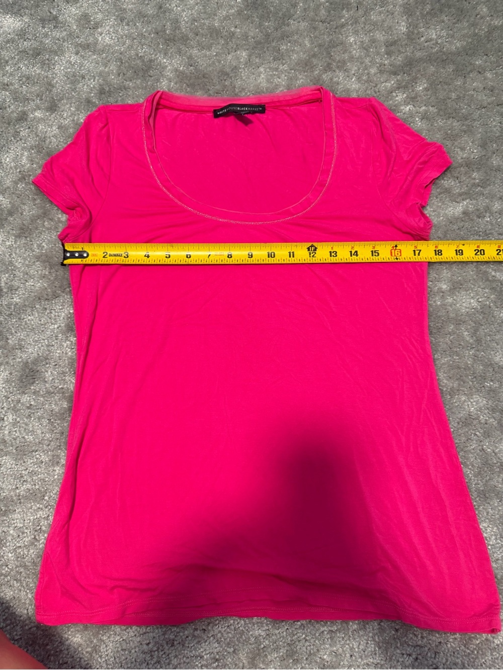 White House Black Market Scoop Neck Short Sleeve Tee in Hot Pink - Picture 4 of 4